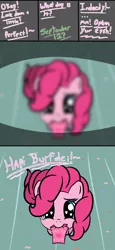 Size: 1920x4172 | Tagged: 4chan, artist:crimsonsky, birthday card, cute, derpibooru import, diapinkes, drawthread, first person view, happy birthday, implied anon, /mlp/, mouth hold, muffled words, offscreen character, pinkie pie, pov, safe, starry eyes, wingding eyes