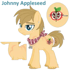 Size: 428x422 | Tagged: safe, artist:superrosey16, derpibooru import, oc, oc:johnny appleseed, unofficial characters only, earth pony, pony, male, offspring, parent:applejack, parent:caramel, parents:carajack, scar, simple background, solo, stallion, transparent background