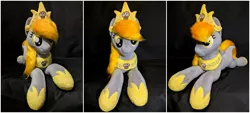 Size: 2000x900 | Tagged: safe, artist:burgunzik, derpibooru import, derpy hooves, pony, irl, muffin queen, photo, plushie, prone, solo