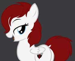 Size: 1000x809 | Tagged: safe, artist:lyracorn, derpibooru import, edit, edited screencap, screencap, oc, oc:elise adler, pegasus, pony, adobe illustrator, bedroom eyes, butt, cutie mark, dark background, dock, gray background, looking at you, looking back, looking back at you, nazipone, plot, profile, red hair, simple background, small wings, solo, wings