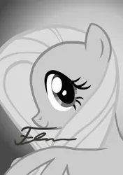 Size: 5000x7100 | Tagged: absurd resolution, artist:dzejpi, autograph, black and white, bust, derpibooru import, fluttershy, grayscale, monochrome, photo, portrait, poster, safe, solo, vector