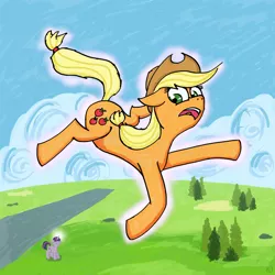 Size: 1600x1600 | Tagged: applejack, artist:t-dijk, derpibooru import, duo, levitation, magic, newbie artist training grounds, safe, telekinesis, twilight sparkle