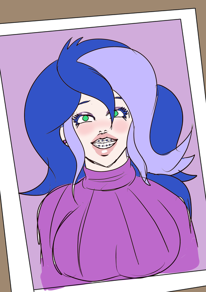 Size: 1060x1500 | Tagged: safe, artist:annon, derpibooru import, princess luna, human, equestria girls, adorkable, bimbo, bimbo luna, braces, cute, dork, female, humanized, solo