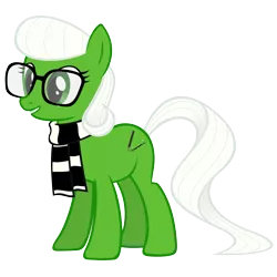 Size: 2667x2667 | Tagged: safe, artist:breadking, derpibooru import, oc, oc:shamrock soda, earth pony, pony, clothes, female, glasses, mare, scarf, simple background, solo, transparent background, vector