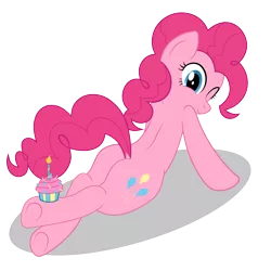 Size: 4168x4168 | Tagged: absurd resolution, artist:up-world, birthday gift, cupcake, cutie mark, derpibooru import, digital art, female, food, one eye closed, pinkie pie, simple background, smiling, solo, suggestive, transparent background, vector, wink