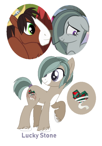 Size: 459x655 | Tagged: safe, artist:superrosey16, derpibooru import, marble pie, trouble shoes, oc, oc:lucky stone, earth pony, pony, female, male, marbleshoes, mare, offspring, parent:marble pie, parent:troubleshoes clyde, parents:marbleshoes, shipping, simple background, straight, transparent background