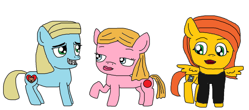 Size: 1496x662 | Tagged: safe, artist:logan jones, derpibooru import, ponified, pegasus, pony, braceface, braces, disney, disney channel, female, kim possible, lizzie mcguire, sharon spitz