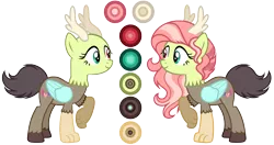 Size: 3052x1612 | Tagged: antlers, artist:diamond-chiva, bald, derpibooru import, female, heterochromia, hybrid, interspecies offspring, oc, oc:spring heart, offspring, parent:discord, parent:fluttershy, parents:discoshy, reference sheet, safe, simple background, solo, transparent background, unofficial characters only