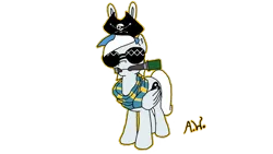 Size: 1920x1080 | Tagged: safe, artist:artemis whooves, derpibooru import, oc, oc:artemis whooves, unofficial characters only, pegasus, pony, aviator glasses, blu team, bunny ears, clothes, demoman, grenade, hat, pirate, pirate hat, scarf, simple background, solo, stielhandgranaten, sunglasses, team fortress 2, transparent background