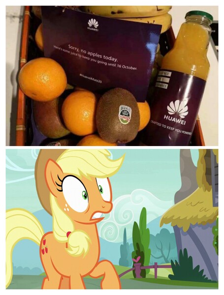 Size: 3106x4096 | Tagged: applejack, banana, derpibooru import, edit, edited screencap, food, fruit, honest apple, huawei, implied apple, irl, kiwi fruit, obligatory pony, orange, photo, safe, screencap