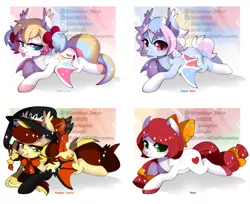 Size: 900x734 | Tagged: safe, artist:snow angel, derpibooru import, oc, oc:candy cream, oc:heart, oc:pamela sweet, oc:pumpkin lantern, bat pony