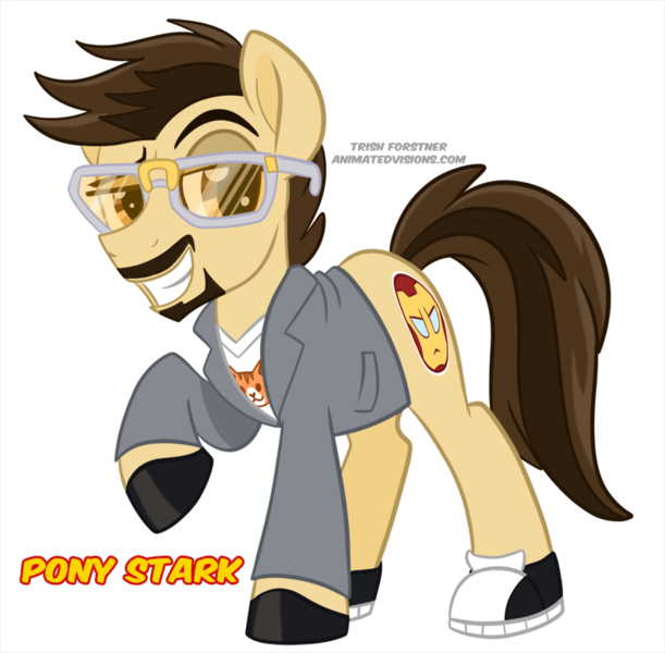 Size: 800x785 | Tagged: safe, artist:nanook123, derpibooru import, ponified, pony, clothes, glasses, male, solo, stallion, suit, tony stark