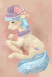 Size: 1500x2200 | Tagged: safe, artist:exclusionzone, artist:leeene, derpibooru import, coco pommel, earth pony, pony, collaboration, female, hat, mare, painting, solo