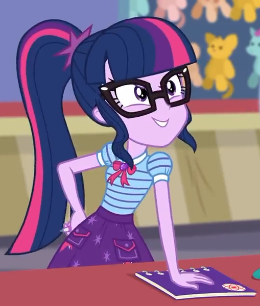 Size: 545x642 | Tagged: safe, derpibooru import, screencap, sci-twi, twilight sparkle, equestria girls, equestria girls series, rollercoaster of friendship, adorkable, book, clothes, cropped, cute, dork, female, geode of telekinesis, glasses, magical geodes, ponytail, skirt, smiling, solo, twiabetes