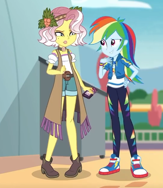 Size: 547x630 | Tagged: safe, derpibooru import, screencap, rainbow dash, vignette valencia, equestria girls, equestria girls series, rollercoaster of friendship, boots, clothes, converse, female, geode of super speed, hoodie, lipstick, magical geodes, mobile phone, pants, phone, shoes, shorts, smartphone, sneakers