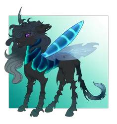 Size: 1906x2019 | Tagged: artist:absolutecactus, changeling, derpibooru import, hybrid, interspecies offspring, nextgen:entroverse, next generation, oc, oc:morphis, offspring, parent:king sombra, parent:queen chrysalis, parents:sombralis, reference sheet, safe, simple background, solo, transparent background, umbra, unofficial characters only