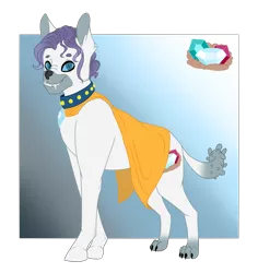 Size: 1906x2019 | Tagged: artist:absolutecactus, derpibooru import, diamond dog, diaogony, hybrid, interspecies offspring, nextgen:entroverse, next generation, oc, oc:anubis, offspring, parent:rarity, parent:rover, parents:rarirover, redesign, reference sheet, safe, simple background, solo, transparent background, unofficial characters only