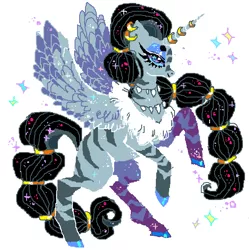 Size: 600x600 | Tagged: alicorn, artist:njeekyo, colored hooves, derpibooru import, ear piercing, earring, female, horn, horn ring, idw, jewelry, mare, piercing, queen parabola, rearing, ring, safe, simple background, solo, white background, zebra, zebra alicorn