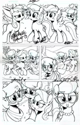 Size: 2159x3345 | Tagged: safe, artist:ponygoddess, derpibooru import, idw, apple bloom, diamond tiara, prancy drew, scootaloo, silver spoon, sweetie belle, earth pony, pegasus, pony, unicorn, spoiler:comic, spoiler:comicff16, autograph, bow, claire corlett, clothes, comic, cute, cutie mark crusaders, female, filly, glasses, hair bow, ink drawing, jewelry, lineart, madeleine peters, michelle creber, necklace, shannon chan-kent, signed, silverbetes, sketch, sweater, tiara, traditional art