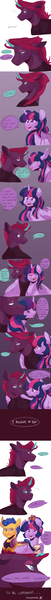 Size: 1024x12102 | Tagged: safe, artist:yuyusunshine, derpibooru import, flash sentry, tempest shadow, twilight sparkle, twilight sparkle (alicorn), alicorn, pony, comic:a new, clothes, comic, dress, female, flashlight, male, mare, prosthetic horn, prosthetics, shipping, speech bubble, stallion, straight, suit, tempest gets her horn back