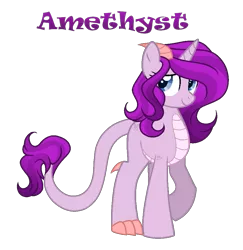 Size: 945x971 | Tagged: safe, artist:andy-hazards, derpibooru import, oc, oc:amethyst, dracony, dragon, hybrid, pony, base used, female, interspecies offspring, offspring, parent:rarity, parent:spike, parents:sparity, simple background, solo, transparent background