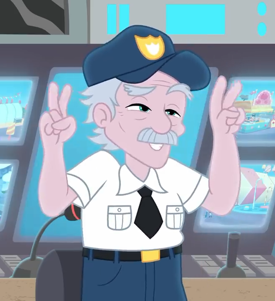 Size: 657x720 | Tagged: safe, derpibooru import, screencap, stanley excelsior, equestria girls, equestria girls series, rollercoaster of friendship, background human, cropped, excelsior, implying, male, old man, security guard, stan lee