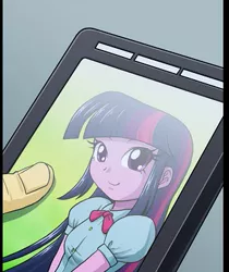 Size: 319x380 | Tagged: safe, artist:uotapo, derpibooru import, flash sentry, twilight sparkle, twilight sparkle (alicorn), alicorn, equestria girls, beautiful, comic, cropped, cute, female, fingernails, mobile phone, phone, smartphone, smiling, twiabetes