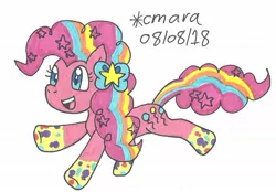 Size: 1091x761 | Tagged: safe, artist:cmara, derpibooru import, pinkie pie, rainbow power, rainbow power-ified, solo, traditional art