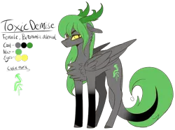 Size: 2107x1565 | Tagged: safe, artist:sweetmelon556, derpibooru import, oc, oc:toxic demise, pegasus, pony, female, horns, mare, reference sheet, simple background, solo, transparent background