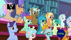 Size: 1920x1080 | Tagged: safe, derpibooru import, screencap, amber grain, clever musings, cozy glow, fine catch, gallus, november rain, ocellus, peppermint goldylinks, sandbar, silverstream, smolder, snowy quartz, strawberry scoop, changedling, changeling, classical hippogriff, dragon, earth pony, gryphon, hippogriff, pegasus, pony, unicorn, a rockhoof and a hard place, background pony, dragoness, female, filly, friendship student, malachite (sailor moon), male, mare, sailor moon, stallion, teenager