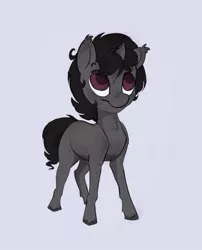 Size: 383x473 | Tagged: safe, artist:evehly, derpibooru import, edit, king sombra, pony, unicorn, alternate hairstyle, blue background, colt, cute, daaaaaaaaaaaw, male, red eyes, simple background, solo, sombradorable, younger