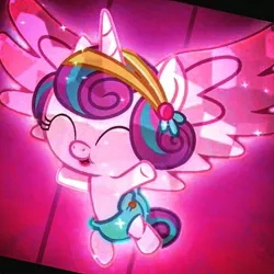 Size: 468x468 | Tagged: safe, derpibooru import, edit, edited screencap, screencap, princess flurry heart, alicorn, crystal pony, pony, the crystalling, baby, baby pony, cloth diaper, cooing, cropped, crystal diaper, crystallized, cute, dawwww, diaper, flurrybetes, flying, hairclip, happy, safety pin, solo, spread wings, wings