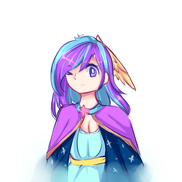 Size: 1000x1000 | Tagged: artist:cheerymoon2017, clothes, cute, derpibooru import, dress, female, human, humanized, humanized oc, oc, oc:melody aurora, offspring, one eye closed, parent:flash sentry, parents:flashlight, parent:twilight sparkle, princess, safe, signature, simple background, solo, transparent background, unofficial characters only, wink