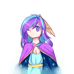 Size: 1000x1000 | Tagged: artist:cheerymoon2017, clothes, cute, derpibooru import, dress, female, human, humanized, humanized oc, oc, oc:melody aurora, offspring, one eye closed, parent:flash sentry, parents:flashlight, parent:twilight sparkle, princess, safe, signature, simple background, solo, transparent background, unofficial characters only, wink