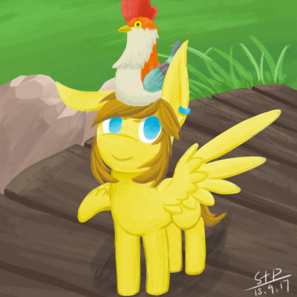 Size: 800x800 | Tagged: safe, artist:sunnytp, derpibooru import, ponified, pegasus, pony, cucco, link, male, ponies of the wild, solo, stallion, the legend of zelda