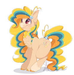 Size: 1024x1031 | Tagged: safe, artist:silent-shadow-wolf, derpibooru import, oc, oc:party popper, unofficial characters only, earth pony, pony, chest fluff, cute, digital art, ear fluff, ear piercing, female, mare, multicolored hair, multicolored mane, multicolored tail, ocbetes, piercing, red eyes, signature, simple background, smiling, solo, transparent background