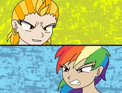 Size: 3229x2479 | Tagged: artist:banquo0, derpibooru import, human, humanized, lightning dust, rainbow dash, rivalry, safe