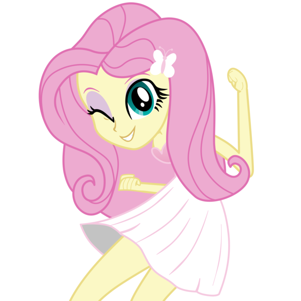 Size: 7680x7680 | Tagged: safe, artist:efk-san, derpibooru import, fluttershy, equestria girls, absurd resolution, alternate costumes, clothes, cute, dancing, dress, dress interior, female, looking at you, one eye closed, shyabetes, simple background, smiling, solo, transparent background, vector, wink