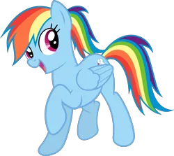 Size: 4500x4014 | Tagged: safe, artist:slb94, derpibooru import, rainbow dash, pegasus, pony, absurd resolution, alternate hairstyle, cute, cutie mark, dashabetes, female, mare, open mouth, ponytail, simple background, smiling, solo, transparent background, vector, wings