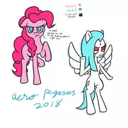 Size: 1024x1024 | Tagged: safe, artist:aeropegasus, derpibooru import, pinkie pie, oc, oc:ap63, android, earth pony, pegasus, pony, robot, robot pony, angry, practice, practice drawing, signature, simple background, text, white background