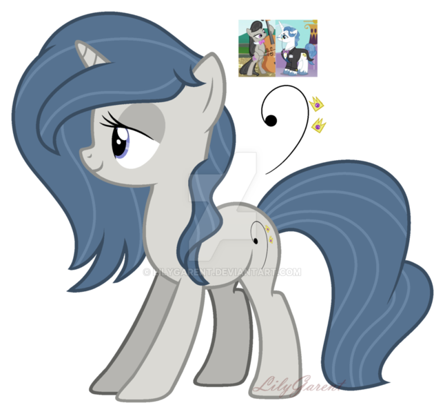 Size: 1024x951 | Tagged: safe, artist:lilygarent, derpibooru import, oc, oc:golden bass, pony, unicorn, deviantart watermark, female, mare, obtrusive watermark, offspring, parent:fancypants, parent:octavia melody, simple background, solo, transparent background, watermark