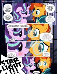 Size: 1275x1650 | Tagged: safe, artist:dsana, derpibooru import, starlight glimmer, sunburst, pony, unicorn, comic:the shadow shard, blushing, comic, dialogue, female, floppy ears, imminent kissing, male, mare, moment killer, oh come on, shipping, starburst, straight