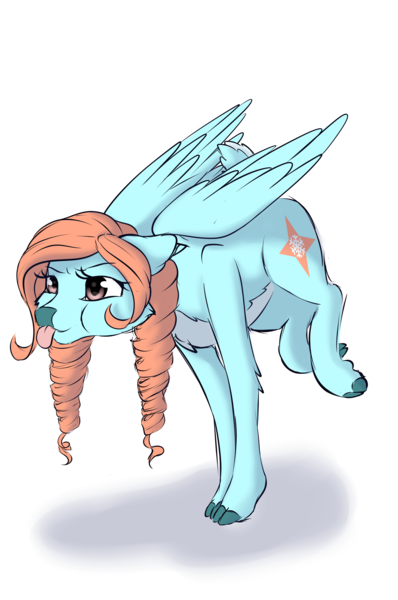 Size: 3265x4928 | Tagged: safe, artist:melodis, derpibooru import, oc, oc:snowy dream, unofficial characters only, deer, deer pony, original species, :p, pale belly, silly, simple background, solo, tongue out, transparent background