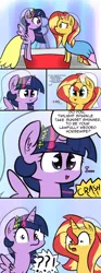 Size: 1665x4484 | Tagged: safe, artist:artiks, derpibooru import, sunset shimmer, twilight sparkle, twilight sparkle (alicorn), alicorn, pony, unicorn, comic:snarflegrr angerpone, clothes, comic, dialogue, dress, female, lesbian, mare, marriage, shipping, sunsetsparkle, wedding, wedding dress