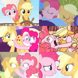 Size: 960x960 | Tagged: safe, derpibooru import, edit, editor:lisaloudleijon, idw, screencap, applejack, pinkie pie, pony, ppov, shadow play, sleepless in ponyville, applepie, butt, butt touch, butthug, compilation, cute, cute moments, faceful of ass, female, hug, lesbian, pinkie hugging applejack's butt, plot, shipping, shipping fuel, sleeping