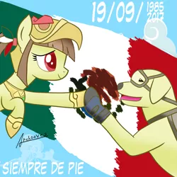 Size: 2017x2017 | Tagged: safe, artist:archooves, derpibooru import, oc, oc:tailcoatl, ponified, dog, pony, aztec, flag, mexican, mexico, nation ponies, rescue dog, solo, spanish