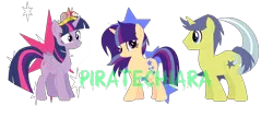 Size: 1238x532 | Tagged: safe, artist:piratechiara, derpibooru import, comet tail, twilight sparkle, oc, alicorn, big crown thingy, cometlight, element of magic, family, female, jewelry, male, offspring, parent:comet tail, parents:cometlight, parent:twilight sparkle, regalia, shipping, simple background, straight, transparent background, twilight sparkle (alicorn)