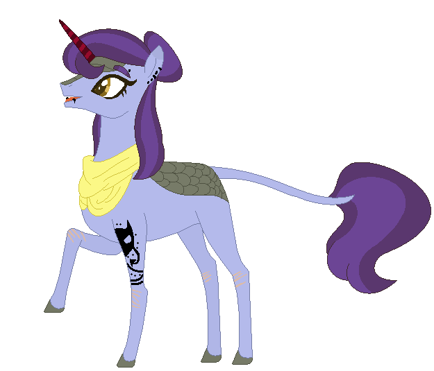 Size: 625x535 | Tagged: safe, artist:dragonshadow124, artist:selenaede, derpibooru import, oc, oc:cozy breeze, unofficial characters only, hybrid, kirin, saddle arabian, unicorn, icey-verse, base used, clothes, ear piercing, earring, eyebrow piercing, female, image, interspecies offspring, jewelry, kirin oc, lip piercing, offspring, open mouth, parent:autumn blaze, parent:hoo'far, parents:hoo'blaze, piercing, png, raised hoof, scar, scarf, simple background, solo, tattoo, tongue piercing, unshorn fetlocks, white background
