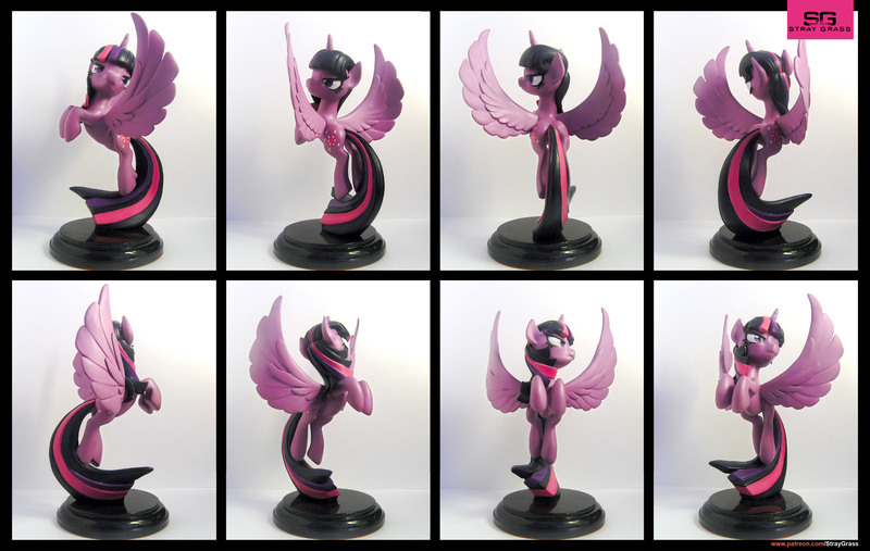 Size: 4696x2975 | Tagged: alicorn, artist:prodius, craft, derpibooru import, female, figurine, irl, majestic, photo, safe, sculpey, sculpture, show accurate, solo, spread wings, traditional art, twilight sparkle, twilight sparkle (alicorn), wings