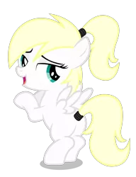 Size: 2309x3000 | Tagged: safe, artist:pestil, derpibooru import, oc, oc:luftkrieg, unofficial characters only, pegasus, pony, school raze, aryan, aryan pony, bedroom eyes, blonde, butt, featureless crotch, female, filly, full body, lidded eyes, looking at you, looking back, looking back at you, nazi, nazipone, plot, ponytail, rear view, show accurate, simple background, solo, tail wrap, transparent background, vector